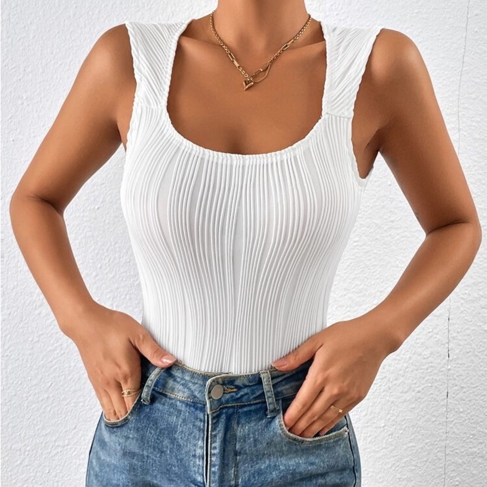 French Solid Bodysuit White